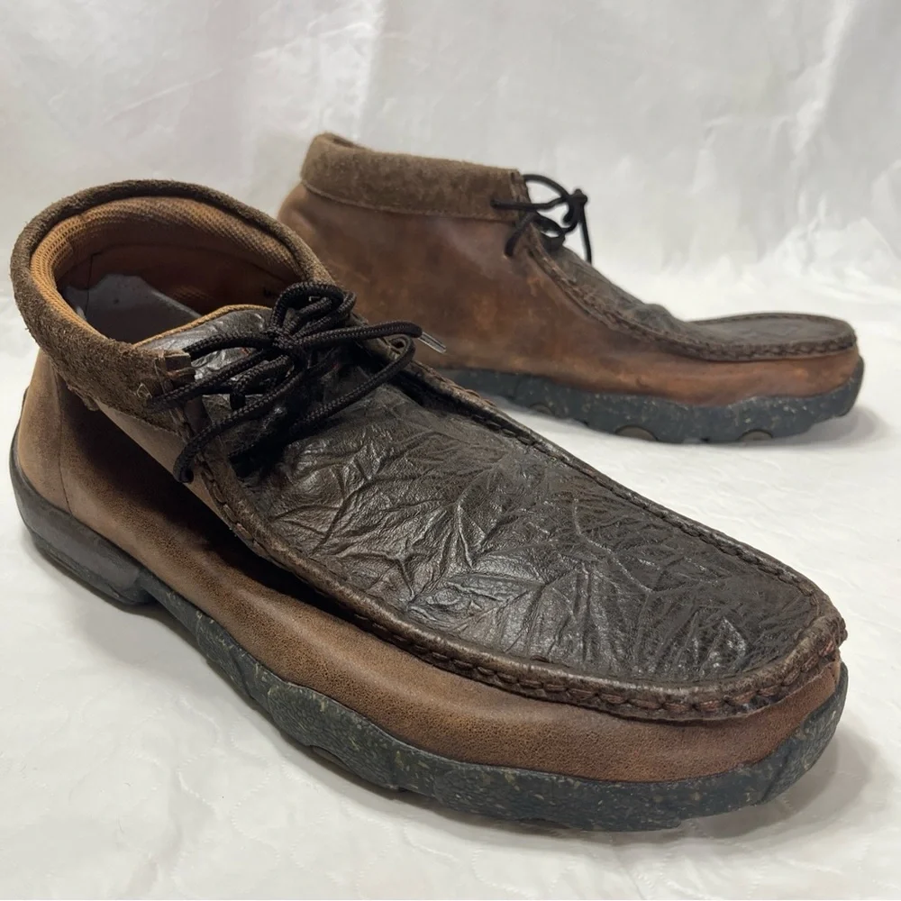 Twisted X Chocolate Chukka Driving Moc Mens Size 10D Brown Leather Shoes MDM0090